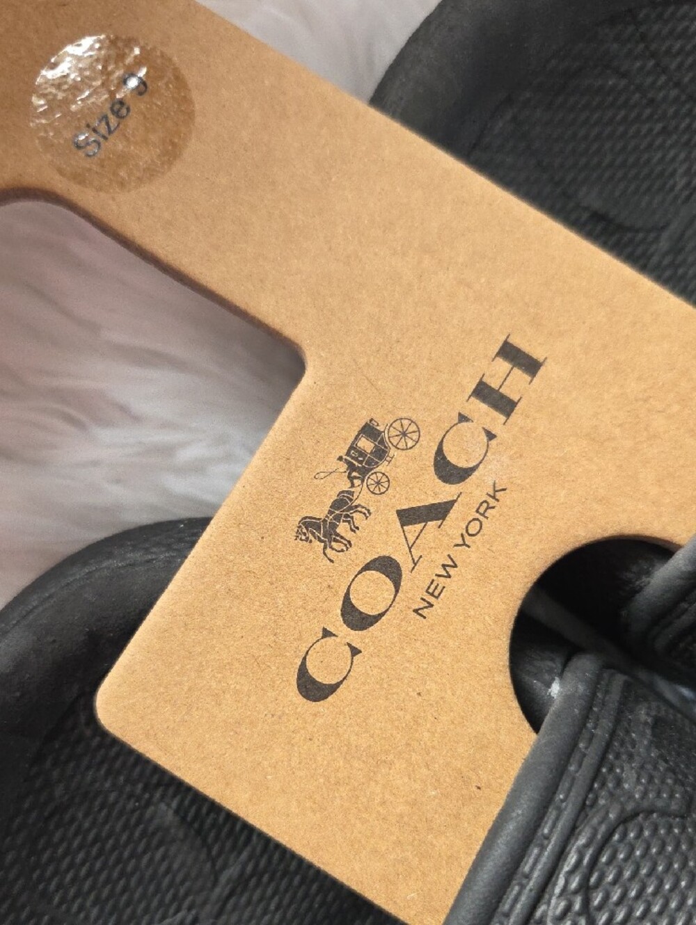 Coach Black Embossed Logo Slide Sandals. NWT - Picture 3 of 4